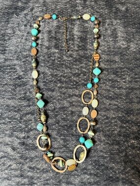 Premier Designs Double Layer Turquoise Beaded Statement Necklace Boho Southwest